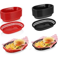 Akyüz Plastik 🍔 10'lu Plastik Hamburger, Patates, Nachos ve Atıştırmalık Servis Sepeti, Restoran Sepeti-5+5