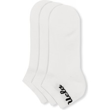 Ucla Adelıta 3\'lü Beyaz Kısa Jakarlı Pamuk Standard Fit Unisex Çorap