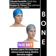 Wintoup #bone Konforlu Esnek Yumuşak Havuz Deniz Yüzme Kaygan Iç Yüzey Şık Su Geçirmez Saç Bonesi Ikili Set