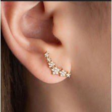 Gülnar Bijuteri 7 Çiçek Taşlı Gold Tragus Helix Pearsing Kıkırdak Küpe Çelik