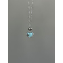 Gülnar Bijuteri Turkuaz Opal Kalp Kolye Çelik Kolye