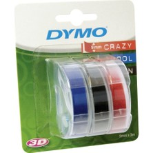  dymo kabartma şerit 9mm x 3 metre (3 renk karışık) k/s/m s0847750