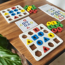 Antiola Geometrik Şekil Renk Eşleştirme Hafıza Oyun Seti | 2 Kişilik 2+ Yaş Bultak Oyuncak | 34 Parça ve 30 Adet Kart