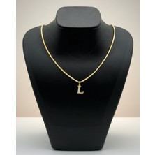 Lunays Xuping Yılan Sırtı Zincir L Harf Kolye Ucu Zirkon Taşlı Kadın Kolye Vıp Seri