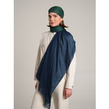 AYSHARA Nazenin Düz Monogram Çift Taraflı Şal - Lacivert Yeşil