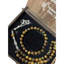 Gülnar Bijuteri Kaplan Gözü Taşı Tesbih & Bileklik Seti Özel Tasarım Doğal Taş