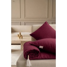NDC Home Luxury Keten Koltuk Pedi / Şiltesi [kırlentli] - Bordo
