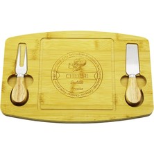 Krm Bıçak Sağ-Sol 19X29CM -1.5cm Ahşap Bambu Kahvaltı Peynir Sunum Tabak 2peynir Bıçak=ahşap