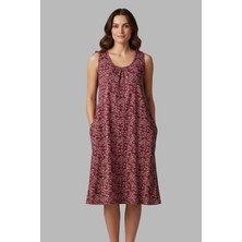 Remsa Kadın Sıfır Kol Viskon Elbise Pijama 25235-5 Mürdüm