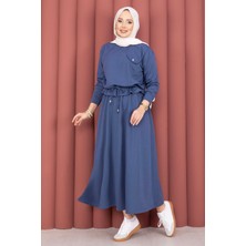 TK Cep Detaylı Crop & Etek Ikili Takım Indigo