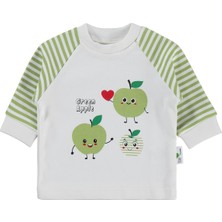 Nova Baby Yeşil Ema Kokulu Renglan Kol 1-9 Ay Sweatshirt - Ekru