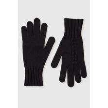 United Colors Of Benetton Siyah Kadın / Kız Kdn_yün Karışımlı Nervürlü Örgü Eldiven Model Kodu: 1244DG00F100