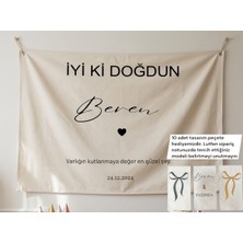 ZENkora 70X 100 Kişiye Özel Doğum Günü Duvar Örtüsü Birinci Kalite Kumaş (10 Adet Tasarım Peçete Hedıye)