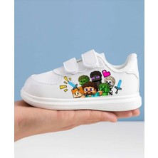 Lias Design Kılıç Savaşı Baskılı Beyaz Bantlı Çocuk Spor Ayakkabı Sneaker
