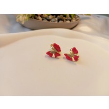 Xuping Jewelry Zirkon Taşlı ve Mineli Minimal Kelebek Küpe (1,5 Cm)