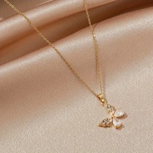 Blue Cat Bijouterie Paslanmaz Çelik Taşlı Kelebek Kolye