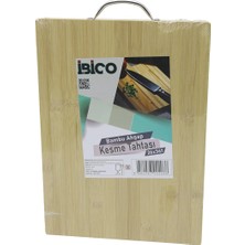 Krm 26X36 x 1.7cm Lux Ahşap Bambu Kesim Panosu - Kesme Tahtası Metal Kulplu (5047) Krm