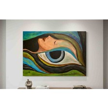 Derin Bakış: Modern Soyut Kadın Yüzü ve Mavi Göz Tablosu