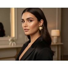 Euro Aksesuar Vintage Serisi Dövme Metal Dokulu Büyük Boy Küpe - 5 cm