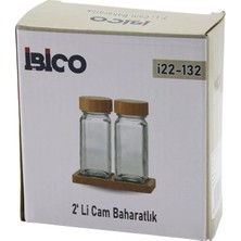 Krm 2pcs Bambu Kapaklı Cam Tuzluk - Biberlik - Baharatlık 120ML (5047) Krm