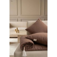 NDC Home Luxury Keten Koltuk Pedi / Şiltesi [kırlentli] - Kahverengi