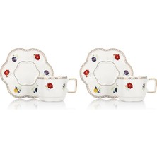 MİEN Mien Çiçek Desenli Porselen Fincan Seti 2'li