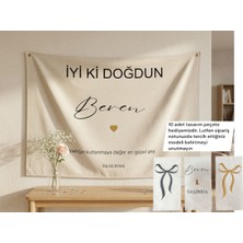 ZENkora 70X100 Kişiye Özel Doğum Günü Duvar Örtüsü Birinci Kalite Kumaş 70X100 (10 Adet Tasarım Peçete Hedıye)