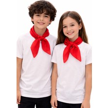 Sibel Günay Butik 25'li Kırmızı Şifon Fular–23 Nisan, 19 Mayıs, 29 Ekim Özel Gün|okul Gösteri & Bayram |54*54 cm