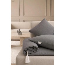 NDC Home Luxury Keten Koltuk Pedi / Şiltesi [kırlentli] - Füme