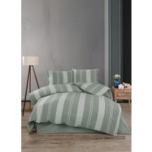 Hartex Soft Cotton Çift Kişilik Yeşil Çizgili Yeşil Nevresim Takımı