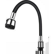 Krm Renkli Silikonlu Oynar Başlıklı 2 Fonksiyonlu Spiral Musluk Başlığı - Siyah (5047) Krm