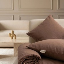 NDC Home Luxury Keten Koltuk Pedi / Şiltesi [kırlentli] - Kahverengi