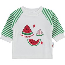 Nova Baby Karpuz Kokulu Renglan Kol 1-9 Ay Sweatshirt - Ekru