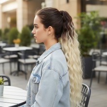 Trend Movira Lastik Tokalı At Kuyruğu Kabarık Afro Daalı / Kumral / Platin Ombre