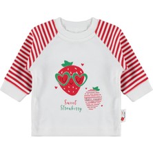 Nova Baby Çilek Kokulu Renglan Kol 1-9 Ay Sweatshirt - Ekru