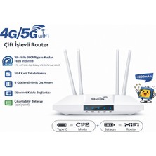 Qasul 4g/5g Sım Kartlı Wifi Router 300 Mbps 4 Antenli Modem Taşınabilir Şarjlı Ev & Ofis Internet Cihazı