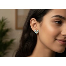 Xuping Jewelry Zirkon Taşlı ve Mineli Minimal Kelebek Küpe (1,5 Cm)