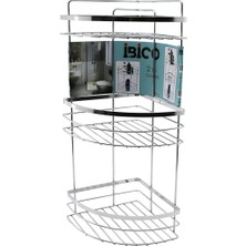 Krm Lamalı   3 Katlı - Üçgen   Krom   Metal  Banyo Köşelik - Duşkabin Raf (5047) Krm