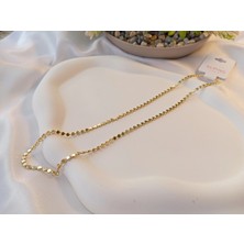 Xuping Jewelry Euro Aksesuar Xuping 14 Ayar Altın Kaplama Minimalist Pullu Zincir Kolye (45CM)