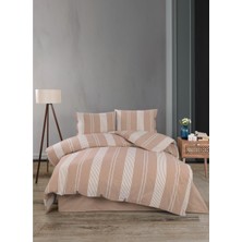 Hartex Soft Cotton Çift Kişilik Çizgili Bej Nevresim Takımı