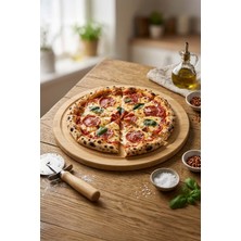Bambuland Bambu Pizza Servis Tahtası – Yuvarlak Pizza Sunum ve Kesim Tahtası 26X26 cm