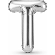 Eng Parti Dünyası T Harfi - Gümüş Folyo Harf Balon 40 Inç