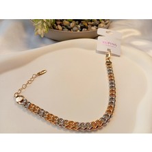 Xuping Jewelry Xuping Rose ve Gümüş Renk Geçişli Modern Zincir Bileklik (19-22 Cm)