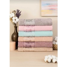 Mela Home Çiçek Desenli Kadife 50*90 cm 6'lı El ve Yüz Havlusu-Havlu Seti-Çeyizlik-Hediyelik-Mutfak %100 Pamuk