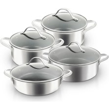 UNIQELLA Uniqella Silver Pro Serisi 8 Parça Tencere Seti