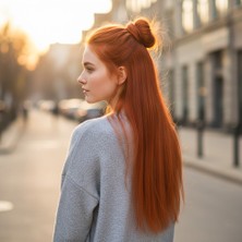 Trend Movira Fiber Sen Düz Yarım Ay + 2 Yan Çıt Çıt / Bakır