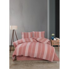 Hartex Soft Cotton Çift Kişilik Çizgili Pembe Nevresim Takımı