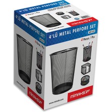 Mimaks Perforeli Metal Ofis Seti 4 Lü Gri Ms-4