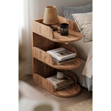 Gold Falez Komodin Modern Ahşap 3 Katlı Raflı Yan Sehpa Çok Amaçlı Organizer Kitaplık 180 Atlantik Çam