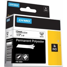 Dymo Rhino Pro Etiketi Plastik Sabit 12 Mmx5.5 Metre Beyaz Üzerine Siyah 18483